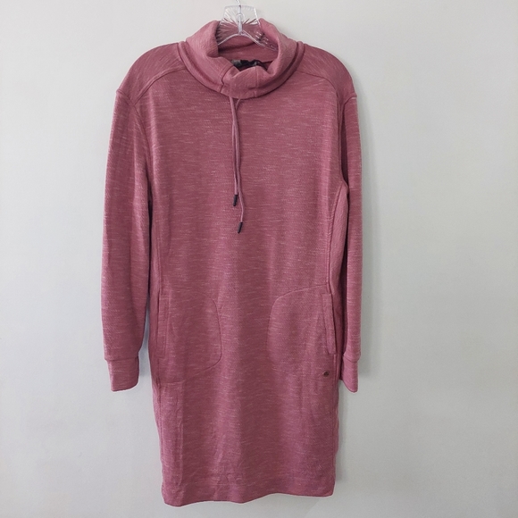 Prana Hoodie Dress Medium mauve purple/pink drawstring neck knee length pockets - Picture 1 of 8